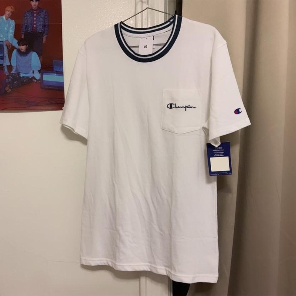 CHAMPION Tipped Collar T-Shirt in White Size S from URBAN OUTFITTERS